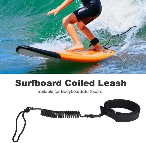 Miniatura 6 de Surfing Leg Leash,Stand Up Paddle Board Coiled Spring Leg Foot Rope Surfing Leash for Surfboard (black)