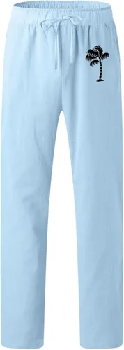 Miniatura 3 de SUTIL Men's Cotton Linen Drawstring Pants Elastic Waist Lightweight Casual Pants Slim Fit Yoga Beach Pants with Pockets