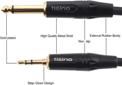 Miniatura 6 de DISINO 1/8 pulgadas TRS Stereo a Dual 1/4 pulgadas TS Mono Y-Splitter Cable 0.138 in Aux Mini Jack Stereo Breakout Cables de camino - 10 pies