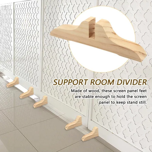 Miniatura 5 de CALIDAKA 4pcs plegable de madera divisor de habitación con tornillos, soporte de pantalla de privacidad pies partición para hotel oficina en casa