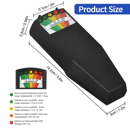 Miniatura 2 de Medidor Emf Caza de Fantasmas: Medidor Emf Detector de Radiación para EF RF MF - Detector Emf Portátil o Inspecciones Emf para Hogar y Oficina, Negro