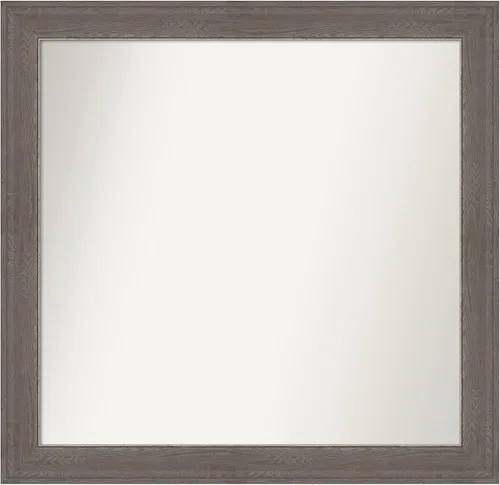 Miniatura 213 de Amanti Art Espejo de pared personalizado no biselado (24.5 x 24.5 pulgadas), marco gris marrón alta, varios tamaños personalizados, espejo de baño
