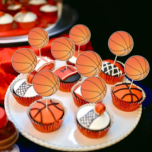 Miniatura 4 de 36 piezas de adornos para cupcakes de baloncesto, estrellas, bolas deportivas, adornos para cupcakes para jugadores de baloncesto, decoración