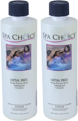 SpaChoice 1-Pint 2-Paquete Premium Libre de Metales, Metal Gone para Spa y Tina de Hidromasaje, Fabricado en EE.UU
