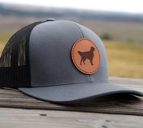Miniatura 3 de Sombrero de cuero Golden Retriever Regalo Golden Retriever Sombrero de camionero dorado Gorra de béisbol Golden Retriever, Frente gris/malla