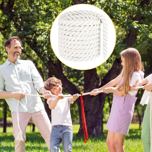 Miniatura 6 de NEBURORA Cuerda de tira y afloja de 20 pies para adultos, juegos al aire libre, día de campo, reunión familiar, verano, patio trasero, césped, Beige