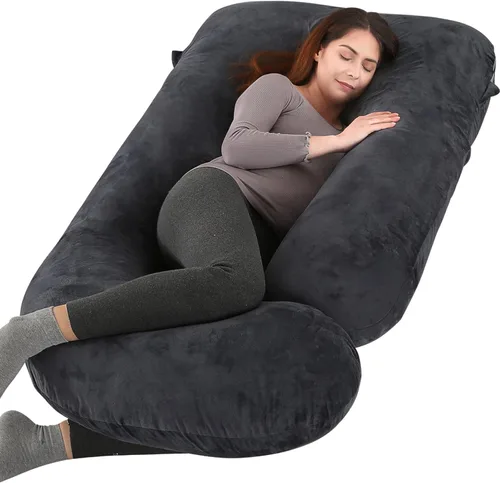 Miniatura 13 de BATTOP Almohada de embarazo para dormir, almohada de maternidad de cuerpo completo con funda extraíble lavable, soporte para espalda, caderas