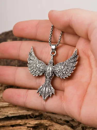 Miniatura 4 de HAQUIL Collar de cuervo, colgante de tótem de cuervo volador celta, regalo de joyería de cuervo para hombres y mujeres