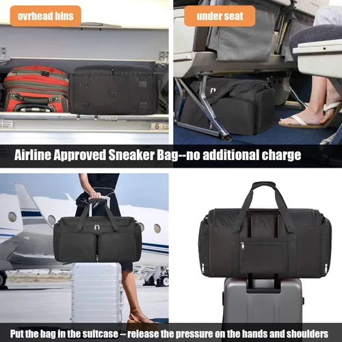Miniatura 5 de Bolsa de deporte para zapatos de viaje, bolsa de lona para hombres y mujeres, gimnasio, deporte, equipaje, bolsa de transporte, divisor de bolsa