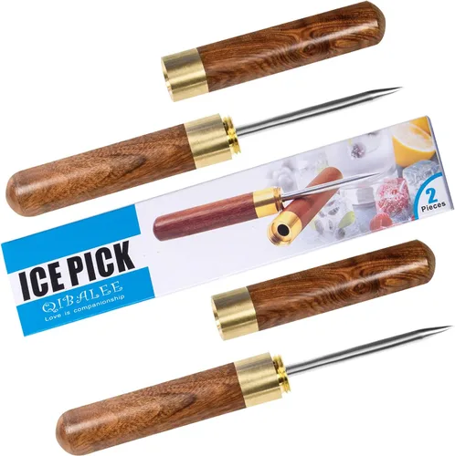 Miniatura 7 de 2 palillos de hielo para romper hielo. 9 pulgadas de largo. Tapas de madera seguras y asas de madera antideslizantes. Fácil de almacenar. Para uso