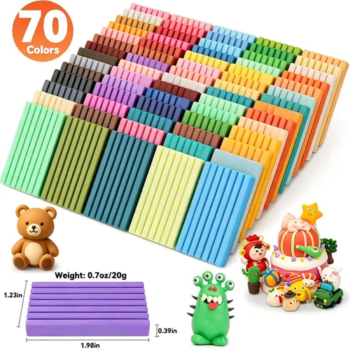 Miniatura 3 de CiaraQ - Kit de iniciación de arcilla polimérica, arcilla para modelar para horno con herramientas de escultura, 70 colores, 3.69 lbs