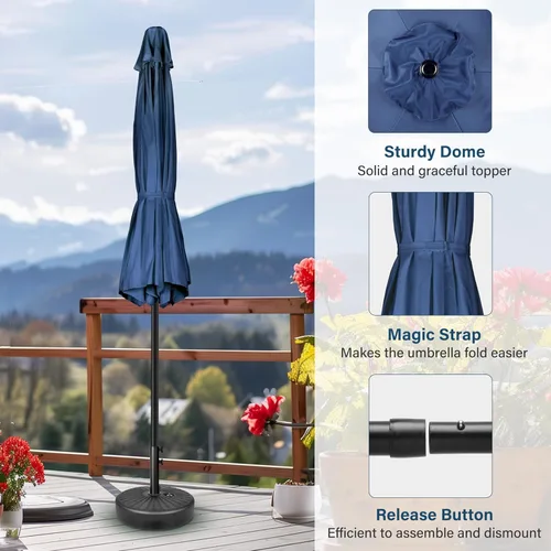 Miniatura 5 de Simple Deluxe sombrilla de patio de 7.5 pies, sombrilla de mesa para exteriores, sombrilla de jardín con botón de inclinación/manivela, 6 varillas