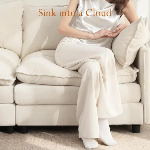 Miniatura 3 de Vesgantti 2 Piece Loveseat & 3 Seater Sofa Set, Modular Cloud Couch, Beige