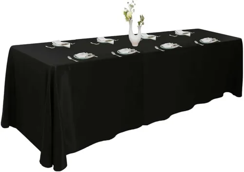 Miniatura 30 de Urby Mantel negro para mesas rectangulares de 6 a 8 pies con capacidad para 6 a 8 personas, manteles de mesa de tela para fiestas de 6 a 8 sillas