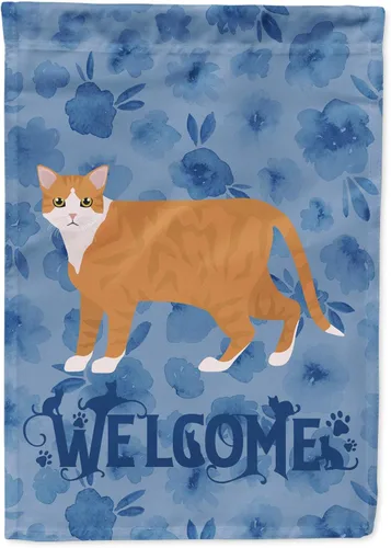 Miniatura 361 de Caroline's Treasures CK4813CHF - Bandera de bienvenida con gato abisinio azul, manga grande, para porche, para colgar en la pared, poliéster