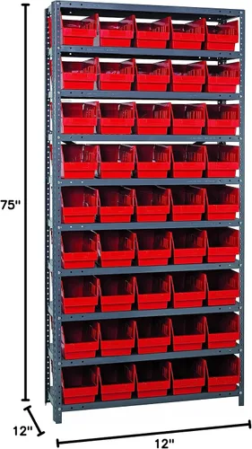 Miniatura 329 de Quantum QSBU-245BK Heavy Duty Shelving Unit with (7) Shelves and (24) QUS245 Black Bins for Garage Warehouse Storage Distribution 400 lb Load