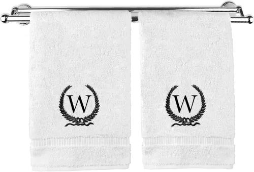 Miniatura 42 de Toalla de mano con monograma, regalo personalizado, 16 x 30 pulgadas, diseño de corona dorada bordada con letra blanca en toalla negra, extra