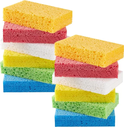 Miniatura 19 de JOYMOOP Esponja de cocina de dibujos animados, esponjas de celulosa para limpieza, esponjas antiarañazos para lavar platos, esponja reutilizable
