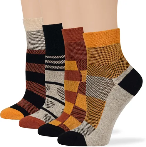 Miniatura 68 de 7BIGSTARS KINGDOM Women's Cotton Quarter Non-Binding Diabetic Fashion Socks-L-M-4 Pack-Multicolor