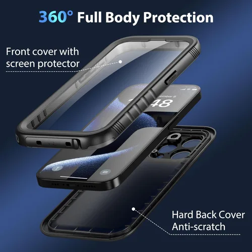 Miniatura 6 de SPORTLINK Funda para iPhone 15 Pro Max, IP68 resistente al agua, protección militar, cuerpo completo, resistente, a prueba de golpes, sellado 360, a