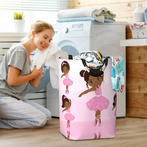 Miniatura 6 de Cesta de almacenamiento para ropa sucia negra afroamericana, para juguetes, organizador de ropa, para el hogar, baño, dormitorio, guardería, 52 l