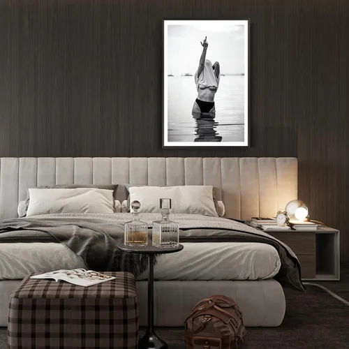 Miniatura 6 de Acqooeakt Arte de pared vintage de moda en blanco y negro Arte feminista de mujeres sexys en el lago Arte de dedo medio feminista Impreso en lienzo