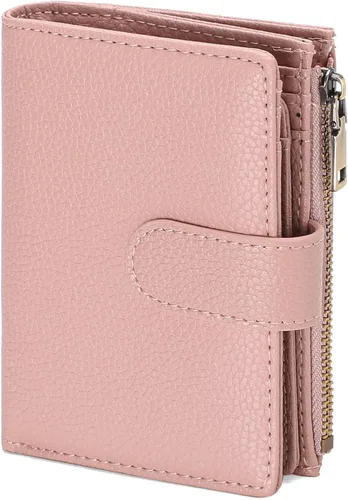 Miniatura 19 de GAEKEAO Cartera pequeña de cuero vegano con bloqueo RFID plegable para mujer, tarjetero compacto con bolsillo con cremallera y ventana