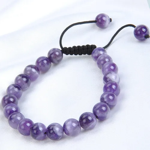 Miniatura 3 de Massive Beads - Pulsera de cuentas de cristales de macramé con poder curativo natural unisex ajustable 516 pulgadas 8 mm