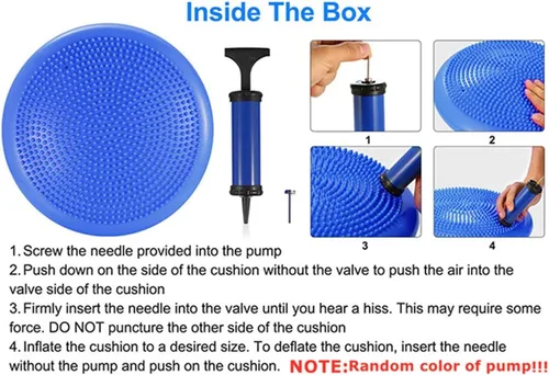 Miniatura 6 de Cojín de estabilidad inflado, cojín de asiento de equilibrio de yoga para aliviar el dolor, recuperación del suelo pélvico, entrenamiento de Azul