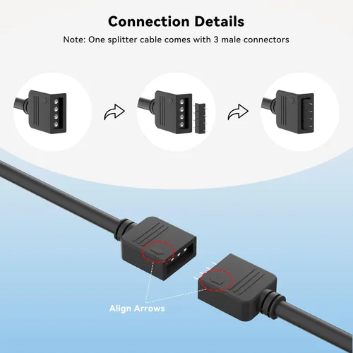 Miniatura 3 de PAUTIX Paquete de 2 cables divisor de CC 1 hembra a 2 vías de 4 pines para tira LED RGB, adaptador de corriente CC y conector en Y CCT/4 pines RGB