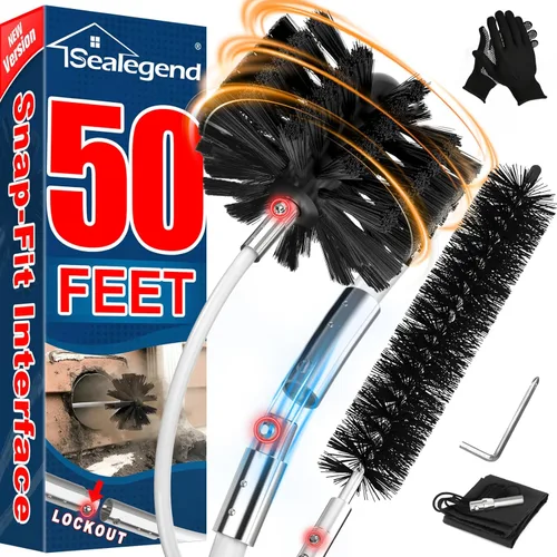Miniatura 9 de Sealegend - Kit de limpieza para tubo de ventilación de secadora de 15 pies/Removedor de pelusa/Cepillo flexible actualizado de enganche rápido