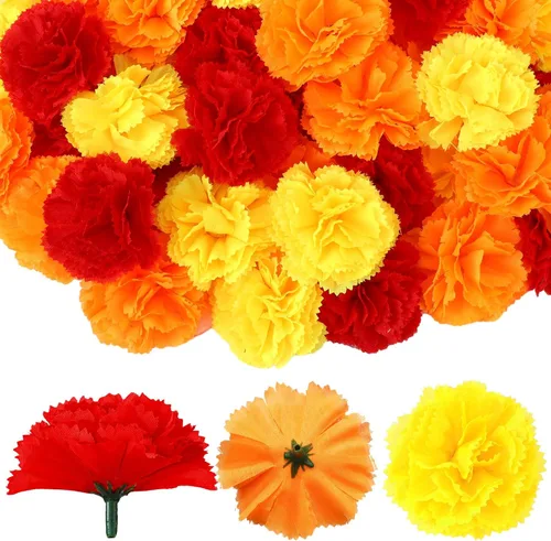 Yinder - 360 flores artificiales de caléndula a granel, flores de caléndula de seda coloridas a granel, decoración del Día de los Muertos,