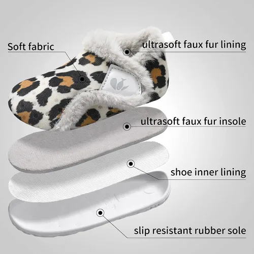 Miniatura 4 de FEETCITY - Zapatos para bebés, niños y niñas, pantuflas cálidas de vellón, botines para primeros pasos, calcetines cálidos para recién nacidos