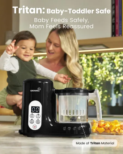 Miniatura 8 de GROWNSY Fabricante de Alimentos para Bebés con Cesta de Vapor, Procesador de Alimentos para Bebés de Un Paso, Vaporera, Puré, Licuadora