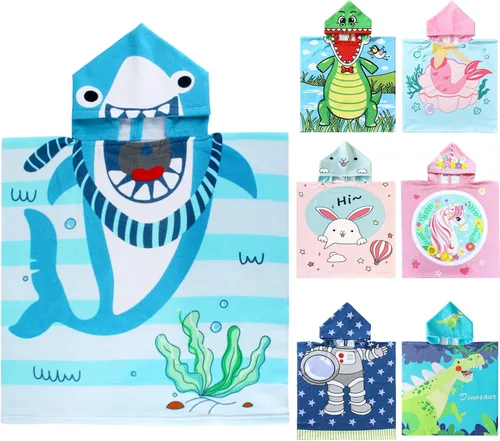 Miniatura 29 de NovForth Toalla de Playa para Niños y Niñas, Envoltorio de Toalla de Baño con Capucha de Cocodrilo, Toalla de Piscina para Niños Pequeños con Capucha