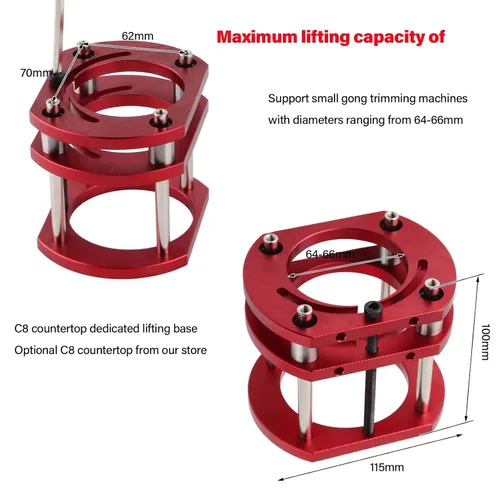 Miniatura 3 de ViaGasaFamido Router Lift 4 Jaw Lifting Jack Plataforma de sujeción Sistema de elevación de mesa de enrutador (rojo)