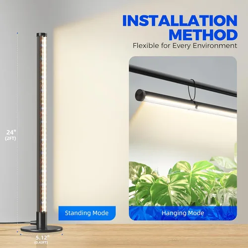Miniatura 5 de Barrina Luz de Crecimiento de Pie para Plantas de Interior, 20W 2FT Luz LED de Planta de Escritorio, Colgante y de Pie, Luces de Crecimiento