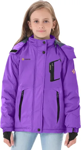 Miniatura 4 de GEMYSE Chaqueta de esquí impermeable para niña con forro polar, resistente al viento, para snowboard
