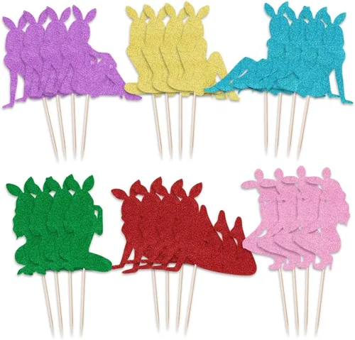 Miniatura 3 de 24 adornos para cupcakes de conejita para niñas, Día de San Valentín, Pascua, aniversario de boda, cumpleaños y despedida de soltera