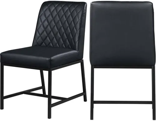 Miniatura 11 de Meridian Furniture Bryce Collection Modern - Silla de comedor tapizada de piel sintética contemporánea con patas de metal negro mate, juego de 2