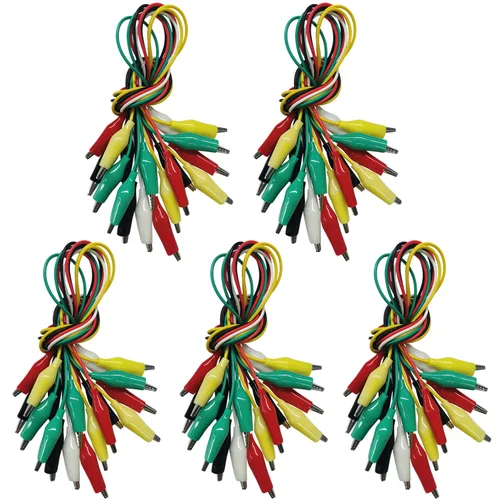 Miniatura 12 de 10 clips eléctricos de cocodrilo de alta calidad, 5 cables de prueba de colores con sondas de prueba, cables de puente de cocodrilo con clips