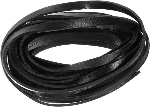 Miniatura 14 de uxcell Cordón de cuero plano de 5.5 yardas, 0.079 in, tiras de cuero de 0.079 pulgadas de grosor, cuerdas de cordones para manualidades, Negro