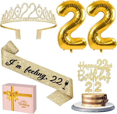 Miniatura 47 de Decoraciones doradas de 70 cumpleaños para mujer con banda y tiara de cumpleaños 70, adorno para pastel y velas, globos de números, regalos de 70