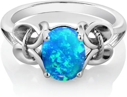 Miniatura 76 de Gem Stone King Anillo de compromiso ovalado con piedra natal para mujer, plata de ley 925, ovalado de 0.354 x 0.276 in, anillo de compromiso