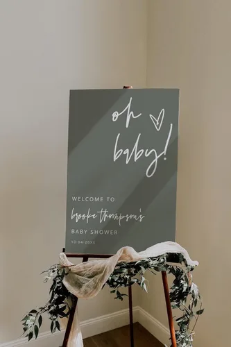 Miniatura 6 de Letrero personalizado para baby shower, cartel de bienvenida de elefante para baby shower, bienvenida de baby shower de elefante floral azul, Baby