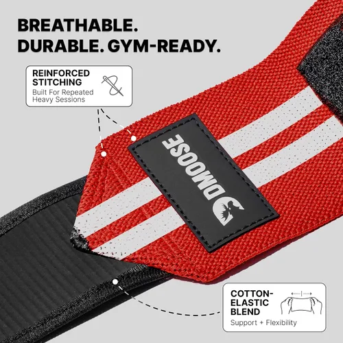 Miniatura 6 de DMoose Fitness Elbow Wraps for Weightlifting (Pair) - 40'' Adjustable Strap for Gym Workout & Bench Press, Compression Elbow Sleeves for Tendonitis