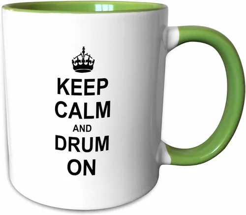 Miniatura 11 de 3dRose - Taza con texto en inglés "Keep Calm And Drum On", color negro