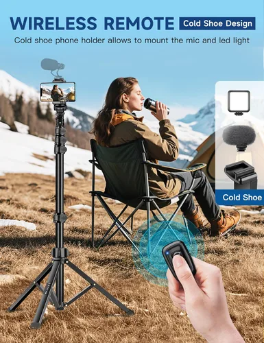 Miniatura 6 de Soporte de trípode para teléfono, trípode de teléfono celular de 85 pulgadas de alto para iPhone con control remoto de cuello de cisne, soporte