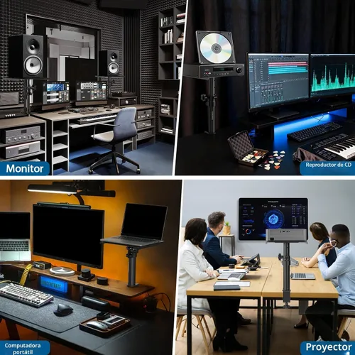 Miniatura 7 de Vondynote Juego de 2 soportes de altavoz con abrazadera de escritorio para monitor de estudio, altura ajustable