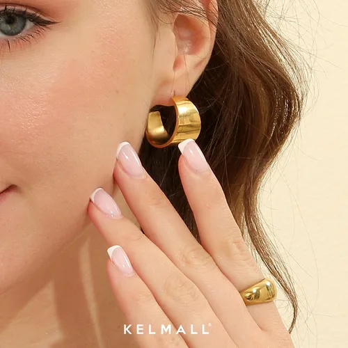 Miniatura 56 de KELMALL Aretes tipo argolla de oro de 14 quilates para mujer, hipoalergénicos, gruesos, redondos, no se deslustra, para orejas sensibles